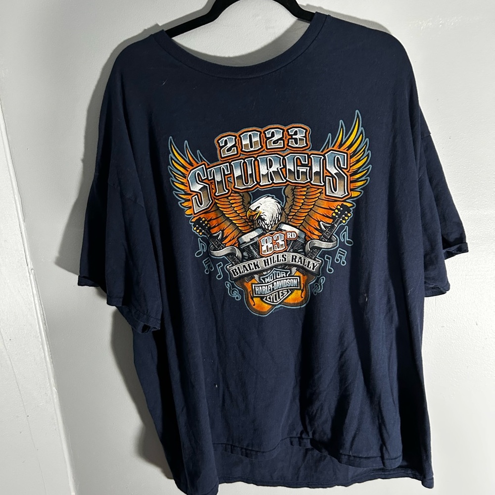 Harley-Davidson Blue and Orange Short Sleeve Tee